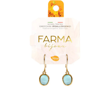 Farma Bijoux σκουλαρίκια γαλάζια με χρυσό περίγραμμα - υποαλλεργικά